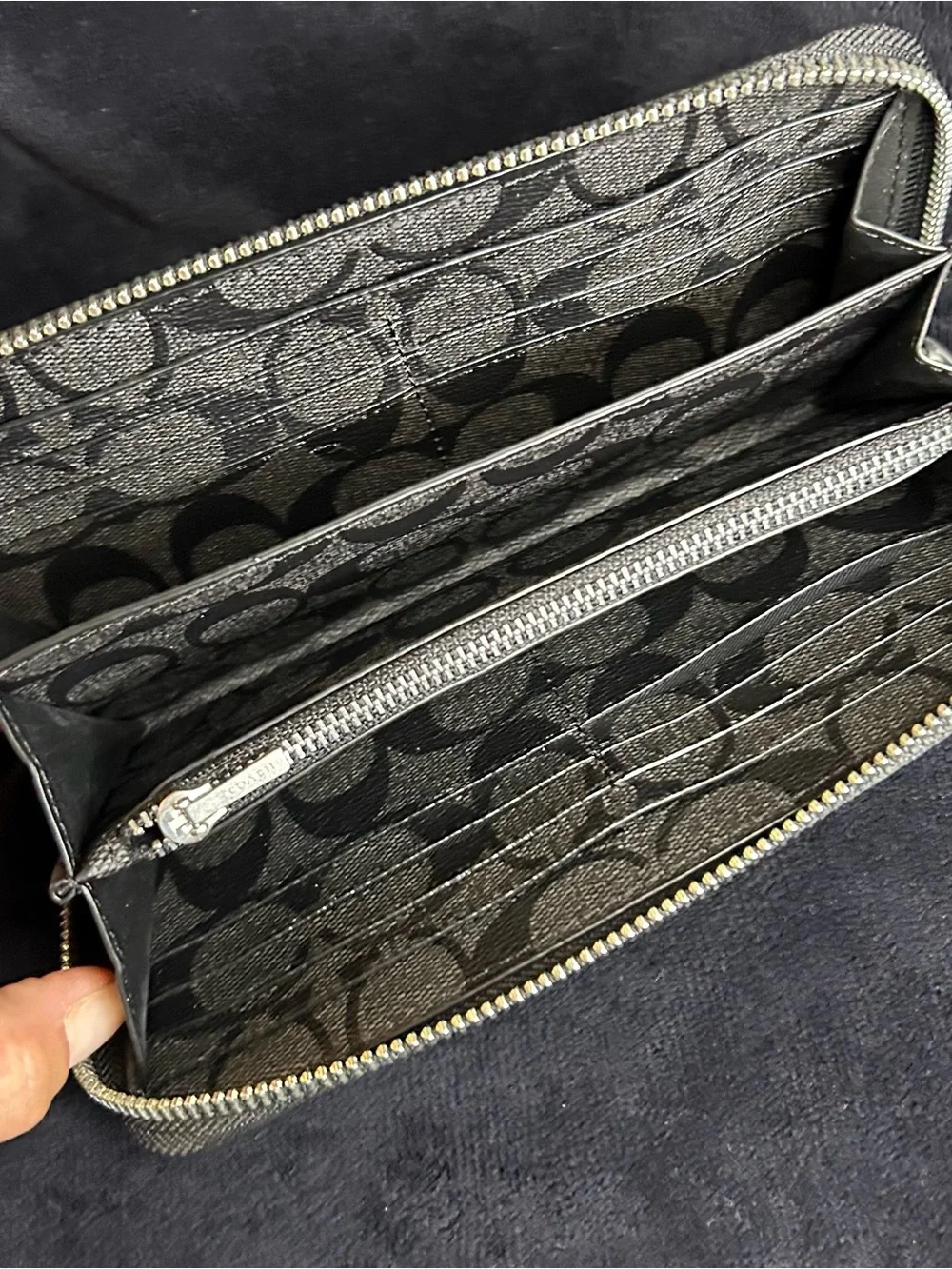 Coach x Disney The Little Mermaid Wristlet with Blue Text 